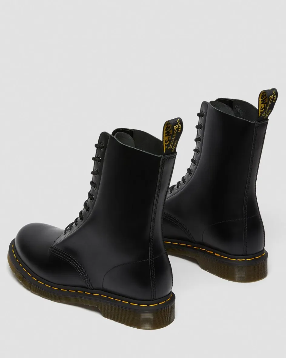 Dr. Martens Originals|Tall And Knee High Boots*1490 Smooth Leather Mid Calf Boots in Black Black — Smooth Leather