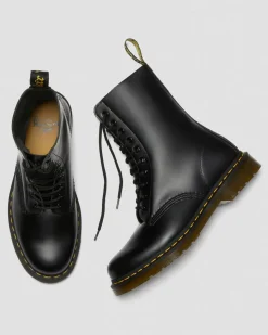 Dr. Martens Originals|Tall And Knee High Boots*1490 Smooth Leather Mid Calf Boots in Black Black — Smooth Leather