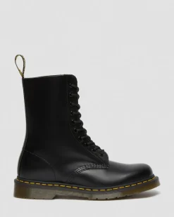 Dr. Martens Originals|Tall And Knee High Boots*1490 Smooth Leather Mid Calf Boots in Black Black — Smooth Leather
