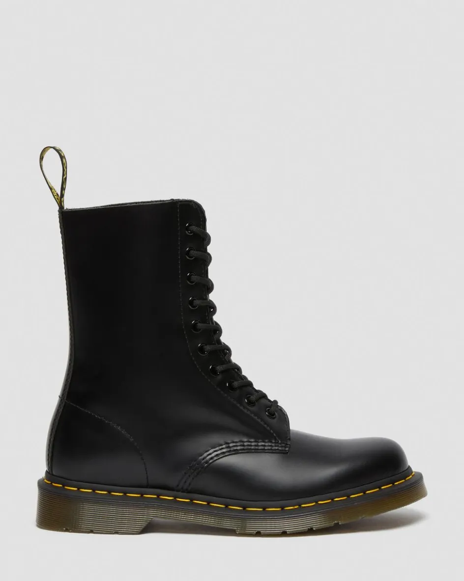 Dr. Martens Originals|Tall And Knee High Boots*1490 Smooth Leather Mid Calf Boots in Black Black — Smooth Leather