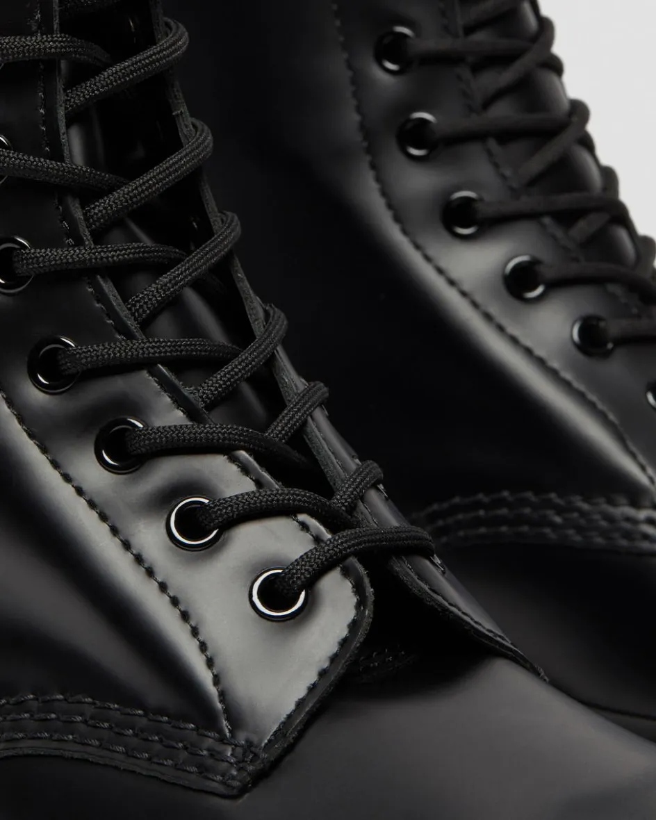 Dr. Martens Originals|Tall And Knee High Boots*1490 Smooth Leather Mid Calf Boots in Black Black — Smooth Leather