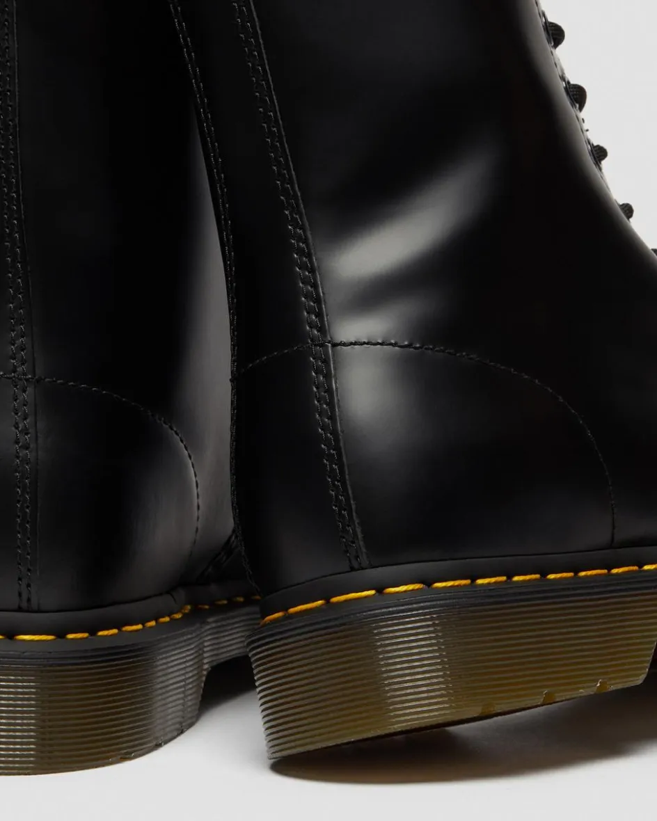 Dr. Martens Originals|Tall And Knee High Boots*1490 Smooth Leather Mid Calf Boots in Black Black — Smooth Leather