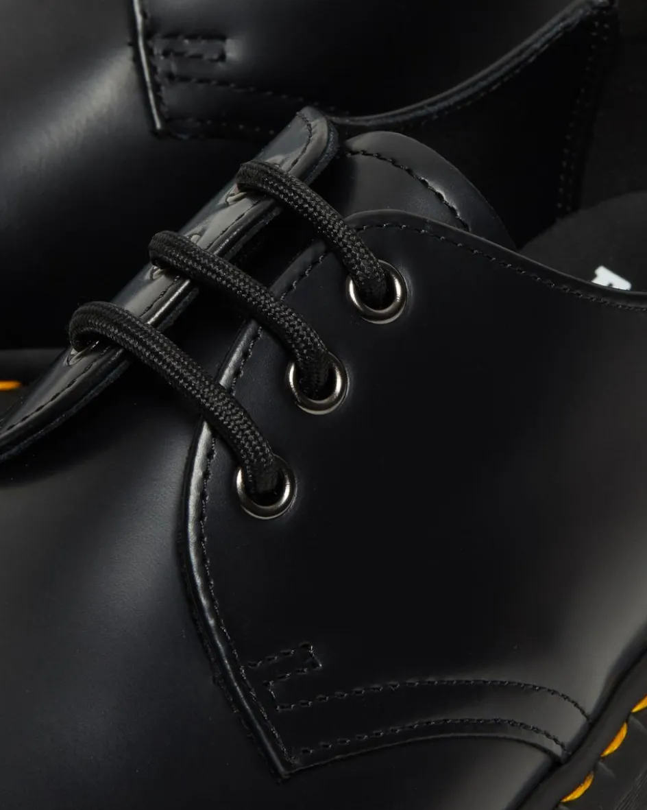 Dr. Martens Stand Tall: Platform Shoes|Shoes*1461 Smooth Leather Platform Shoes in Black Black — Polished Smooth