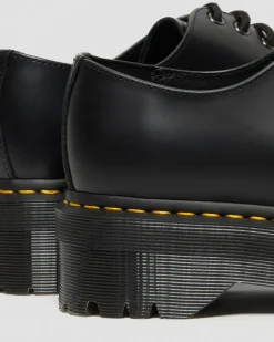 Dr. Martens Stand Tall: Platform Shoes|Shoes*1461 Smooth Leather Platform Shoes in Black Black — Polished Smooth