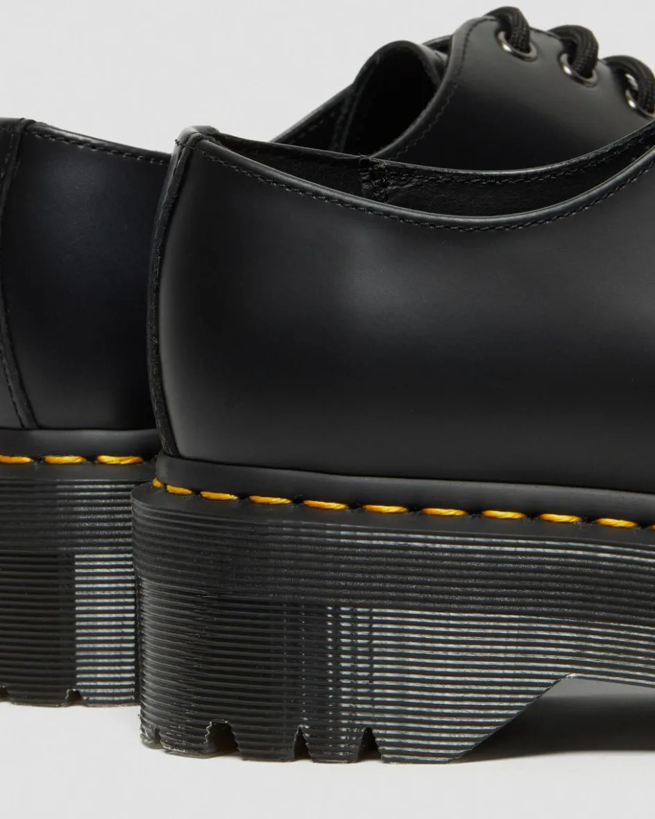 Dr. Martens Stand Tall: Platform Shoes|Shoes*1461 Smooth Leather Platform Shoes in Black Black — Polished Smooth