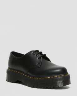 Dr. Martens Stand Tall: Platform Shoes|Shoes*1461 Smooth Leather Platform Shoes in Black Black — Polished Smooth