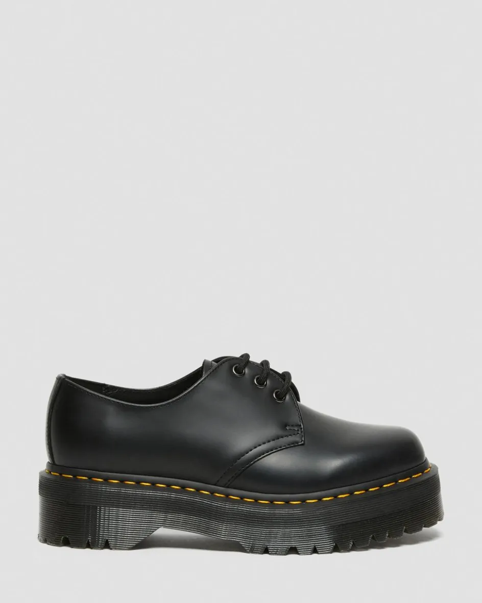 Dr. Martens Stand Tall: Platform Shoes|Shoes*1461 Smooth Leather Platform Shoes in Black Black — Polished Smooth