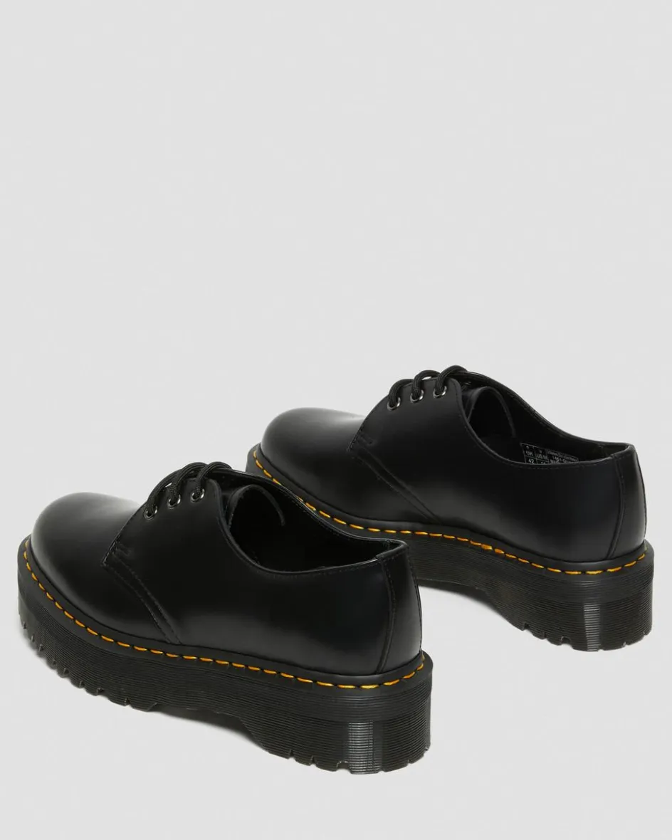 Dr. Martens Stand Tall: Platform Shoes|Shoes*1461 Smooth Leather Platform Shoes in Black Black — Polished Smooth