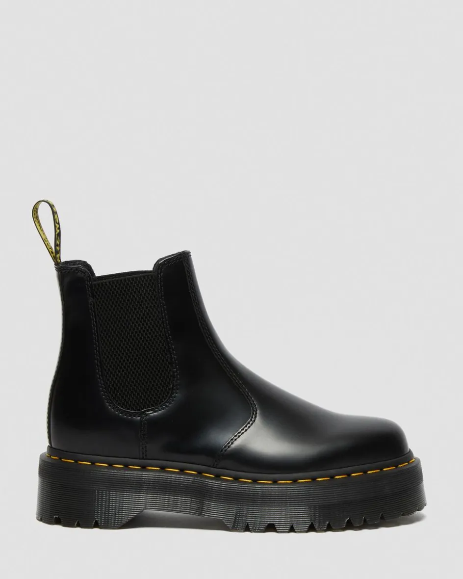 Dr. Martens New And Featured|Boots*2976 Smooth Leather Platform Chelsea Boots in Black Black — Polished Smooth