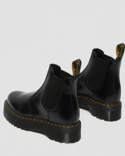 Dr. Martens New And Featured|Boots*2976 Smooth Leather Platform Chelsea Boots in Black Black — Polished Smooth