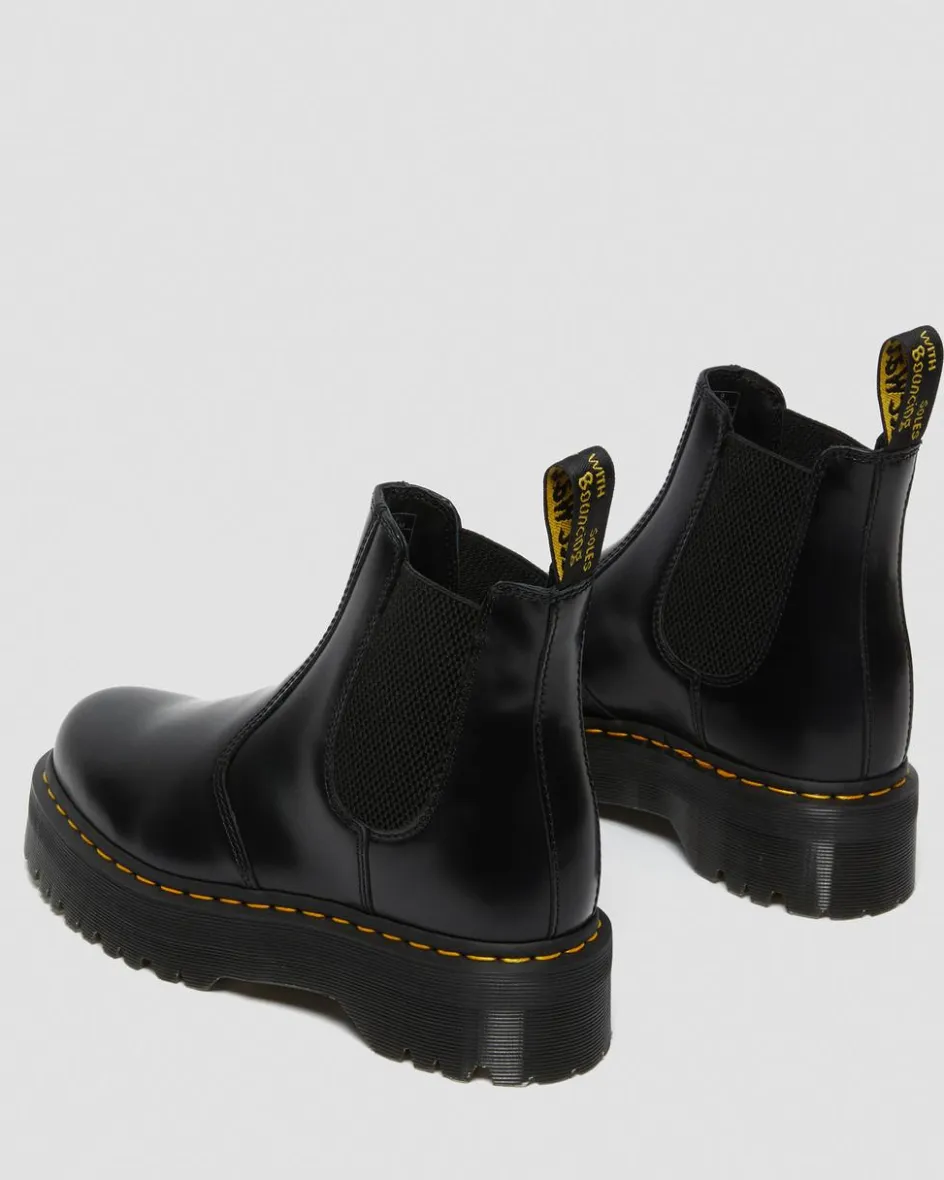 Dr. Martens New And Featured|Boots*2976 Smooth Leather Platform Chelsea Boots in Black Black — Polished Smooth