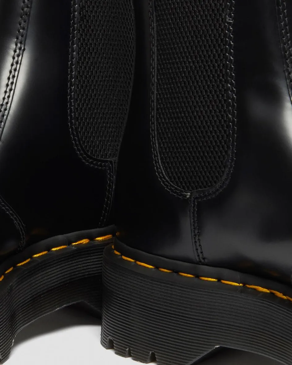 Dr. Martens New And Featured|Boots*2976 Smooth Leather Platform Chelsea Boots in Black Black — Polished Smooth