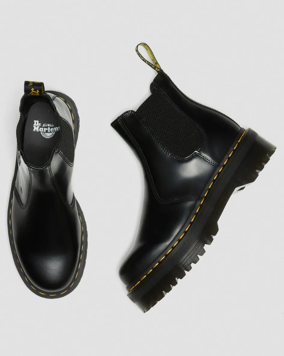 Dr. Martens New And Featured|Boots*2976 Smooth Leather Platform Chelsea Boots in Black Black — Polished Smooth
