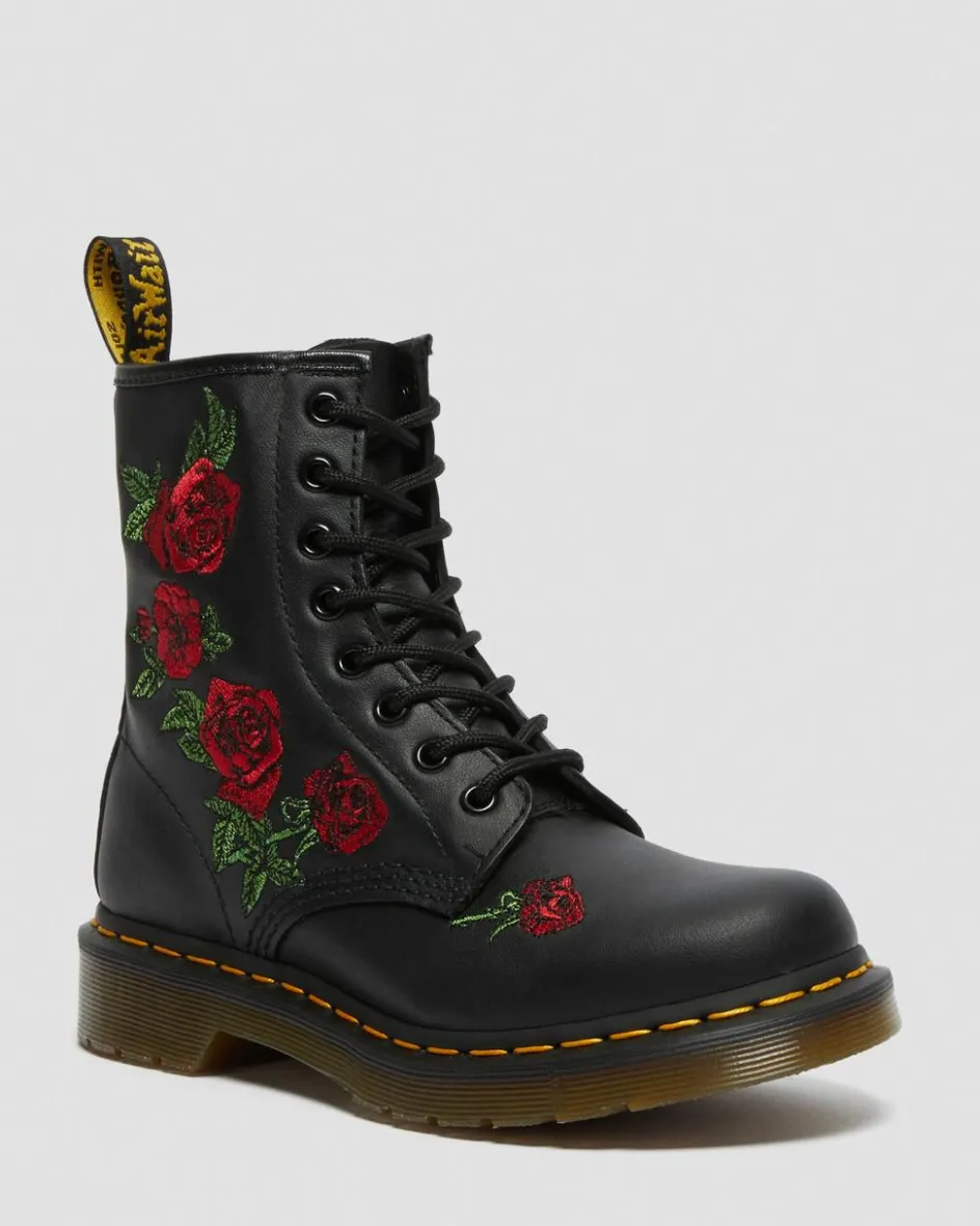 Dr. Martens Originals|New And Featured*1460 Vonda Floral Leather Lace Up Boots in Black Black — Softy T