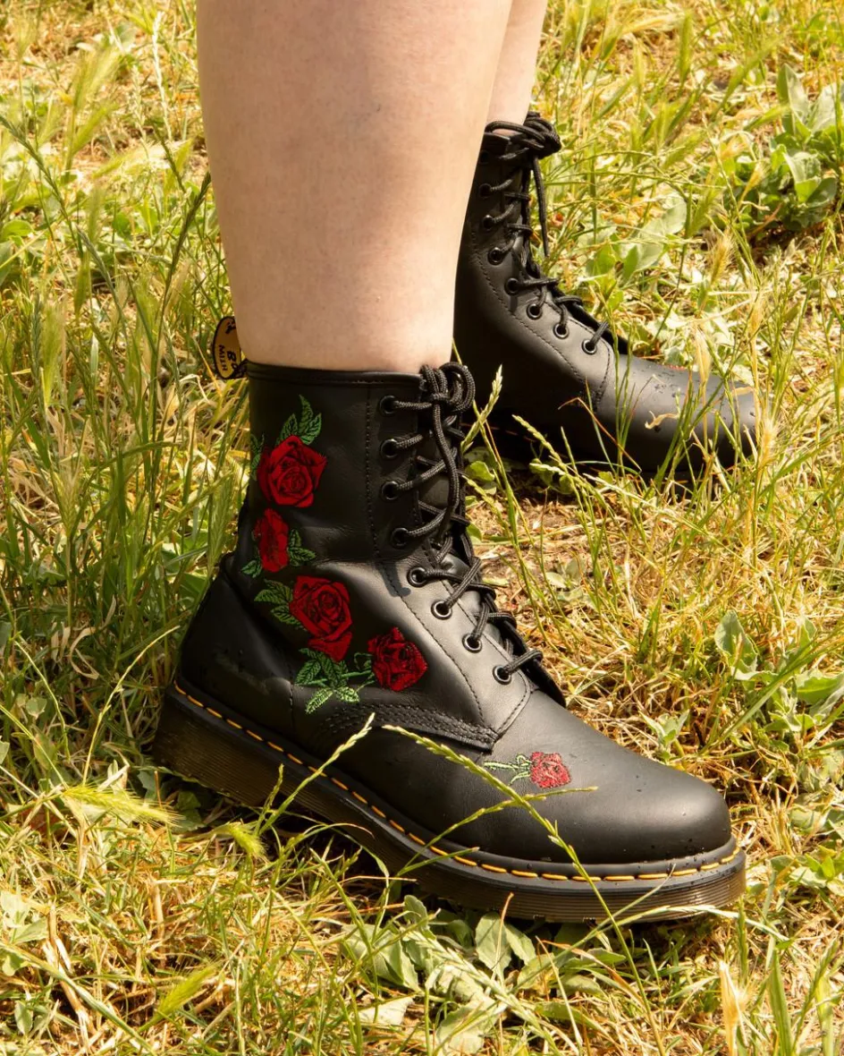 Dr. Martens Originals|New And Featured*1460 Vonda Floral Leather Lace Up Boots in Black Black — Softy T