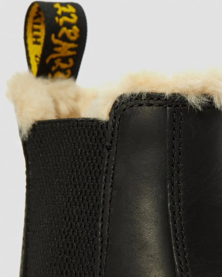 Dr. Martens Originals|Chelsea Boots*2976 Women's Faux Fur Lined Chelsea Boots in Black Black — Burnished Wyoming