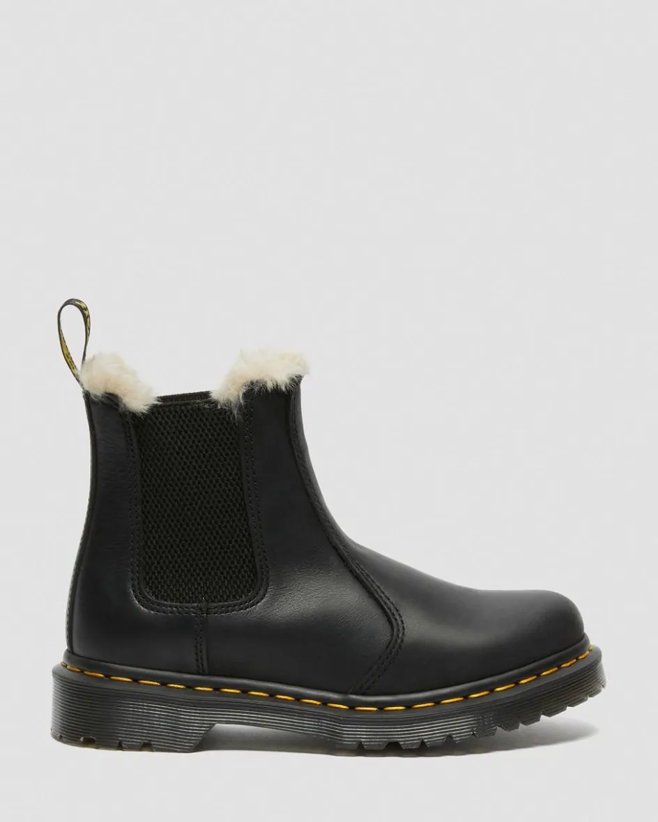 Dr. Martens Originals|Chelsea Boots*2976 Women's Faux Fur Lined Chelsea Boots in Black Black — Burnished Wyoming