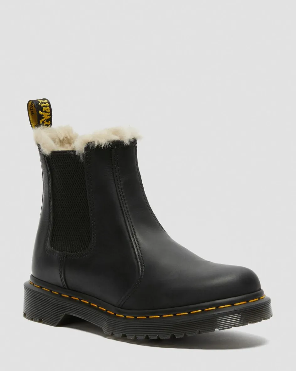 Dr. Martens Originals|Chelsea Boots*2976 Women's Faux Fur Lined Chelsea Boots in Black Black — Burnished Wyoming