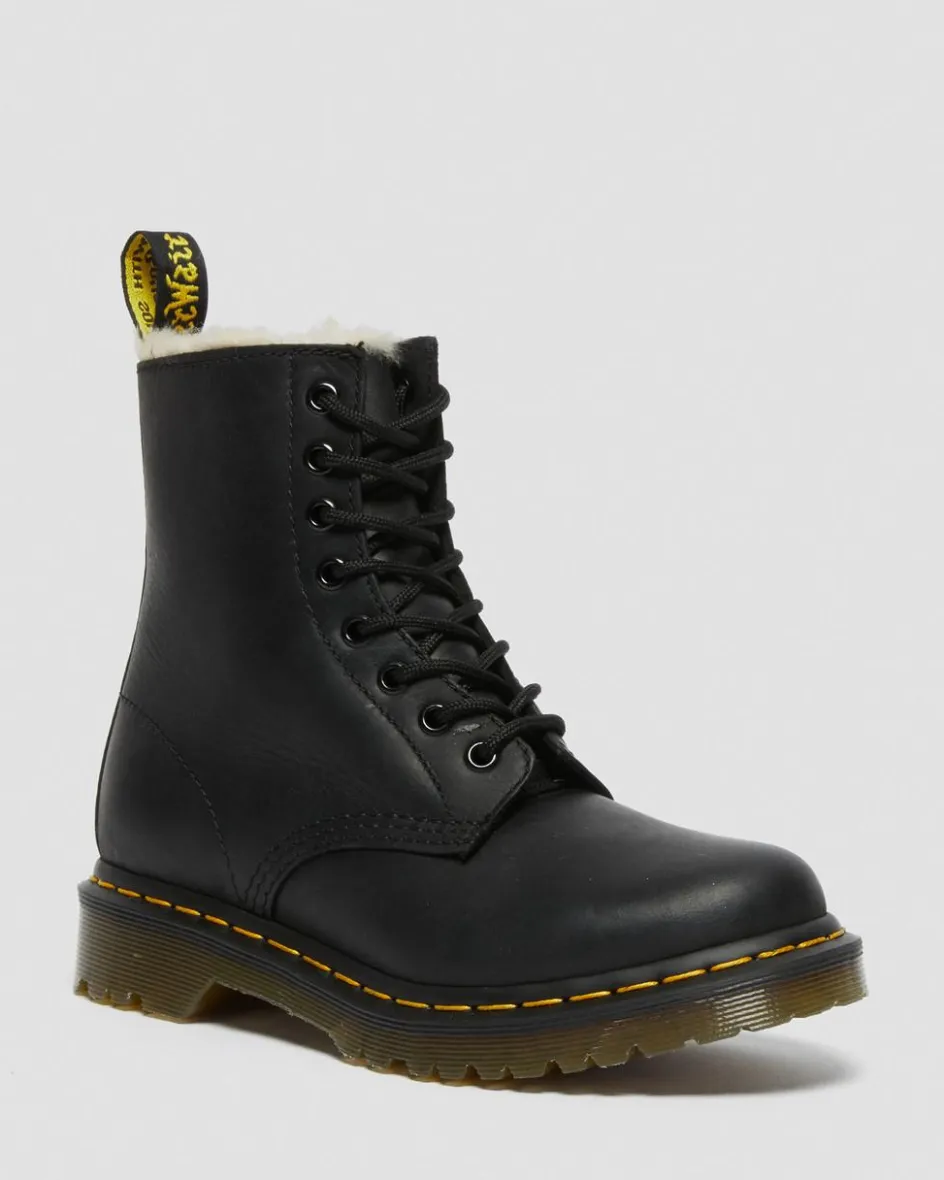 Dr. Martens Originals|Winter Boots*1460 Women's Faux Fur Lined Lace Up Boots in Black Black — Burnished Wyoming