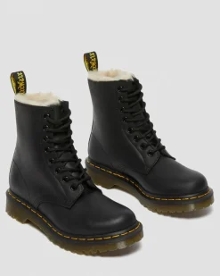 Dr. Martens Originals|Winter Boots*1460 Women's Faux Fur Lined Lace Up Boots in Black Black — Burnished Wyoming