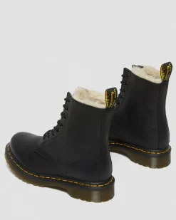 Dr. Martens Originals|Winter Boots*1460 Women's Faux Fur Lined Lace Up Boots in Black Black — Burnished Wyoming