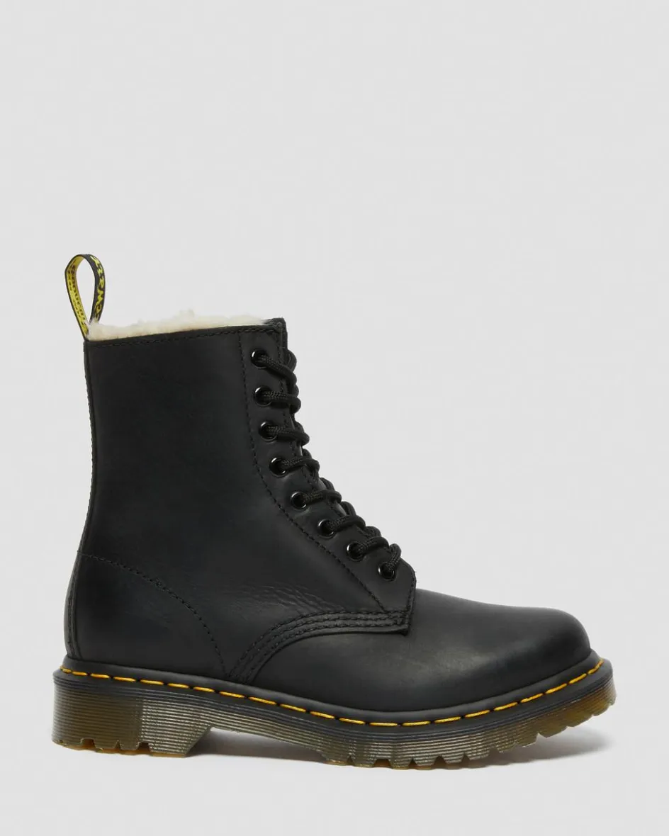 Dr. Martens Originals|Winter Boots*1460 Women's Faux Fur Lined Lace Up Boots in Black Black — Burnished Wyoming