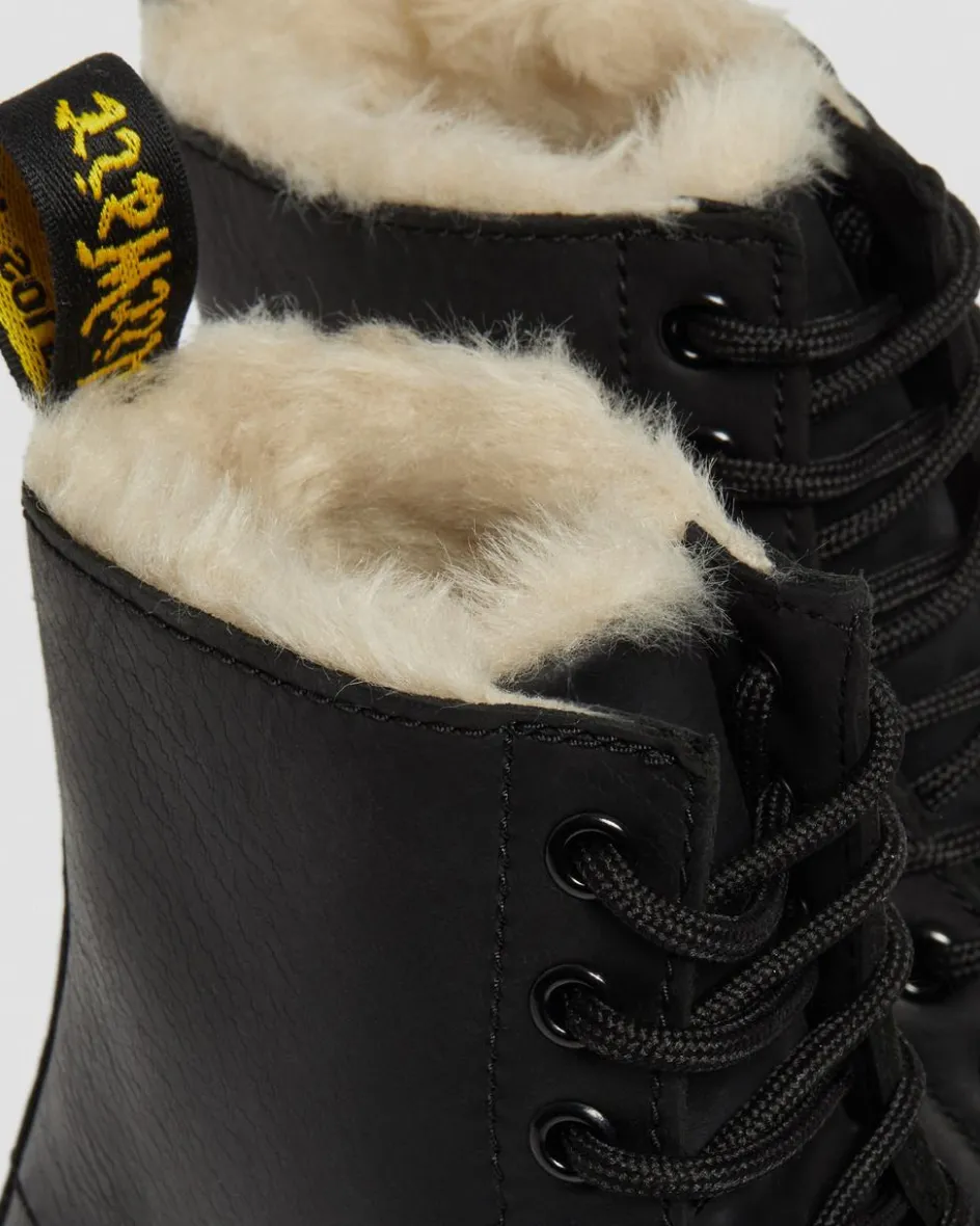 Dr. Martens Originals|Winter Boots*1460 Women's Faux Fur Lined Lace Up Boots in Black Black — Burnished Wyoming