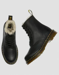 Dr. Martens Originals|Winter Boots*1460 Women's Faux Fur Lined Lace Up Boots in Black Black — Burnished Wyoming