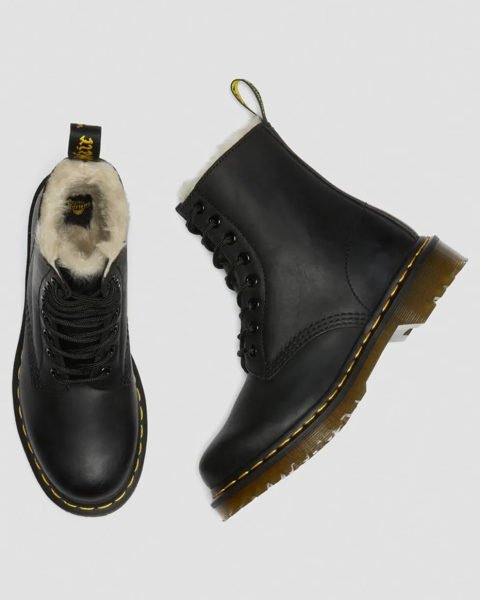 Dr. Martens Originals|Winter Boots*1460 Women's Faux Fur Lined Lace Up Boots in Black Black — Burnished Wyoming