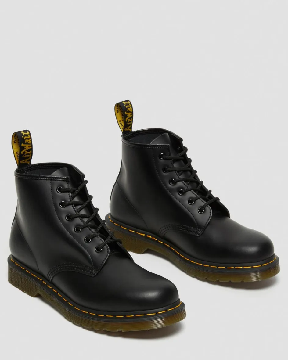 Dr. Martens Originals|Boots*101 Yellow Stitch Smooth Leather Ankle Boots in Black Black — Smooth Leather