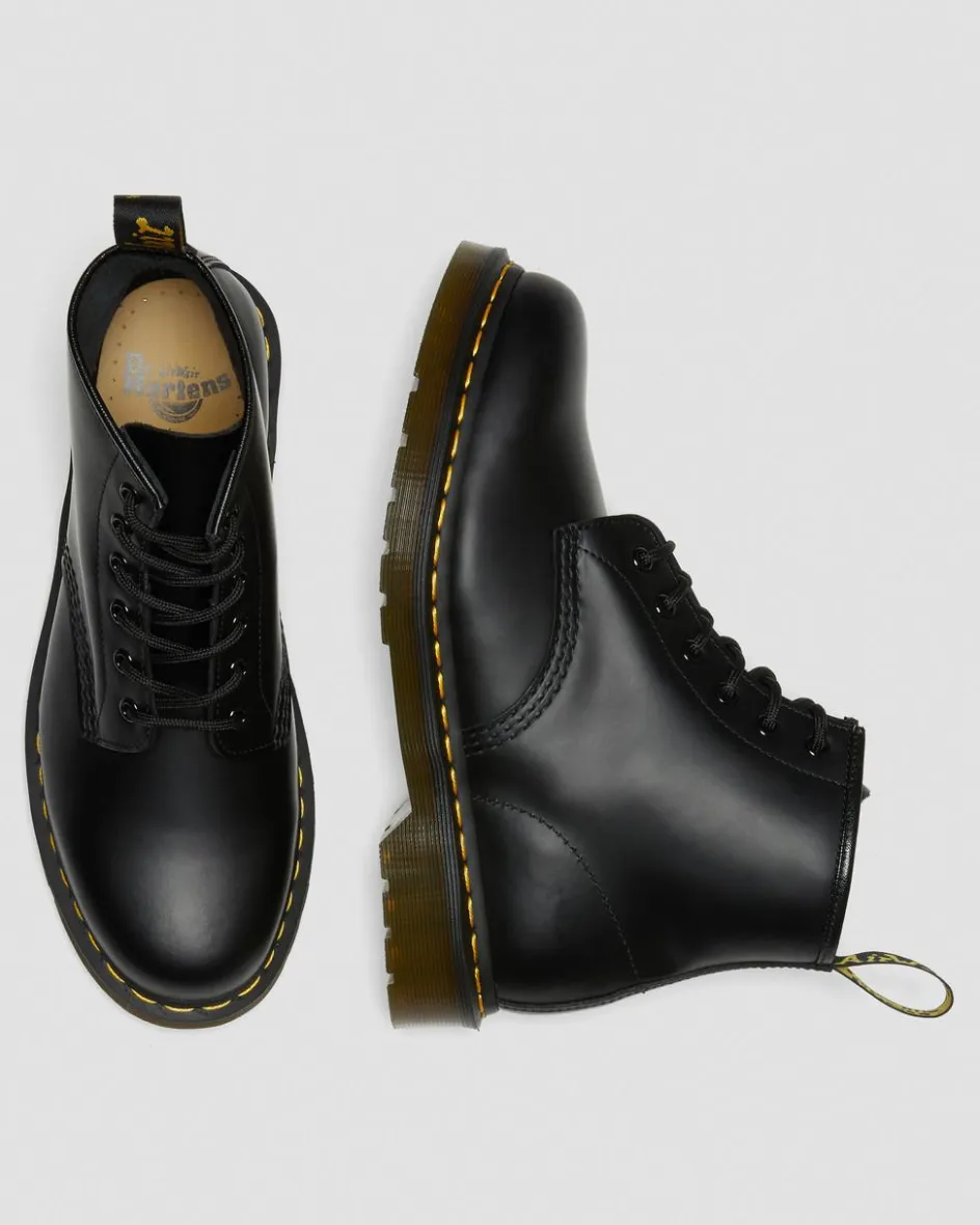 Dr. Martens Originals|Boots*101 Yellow Stitch Smooth Leather Ankle Boots in Black Black — Smooth Leather