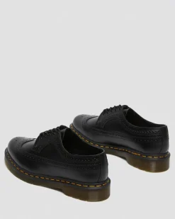 Dr. Martens Originals|Shoes*3989 Yellow Stitch Smooth Leather Brogue Shoes in Black Black — Smooth Leather
