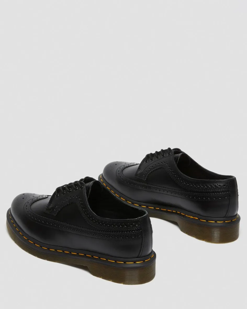 Dr. Martens Originals|Shoes*3989 Yellow Stitch Smooth Leather Brogue Shoes in Black Black — Smooth Leather