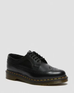 Dr. Martens Originals|Shoes*3989 Yellow Stitch Smooth Leather Brogue Shoes in Black Black — Smooth Leather