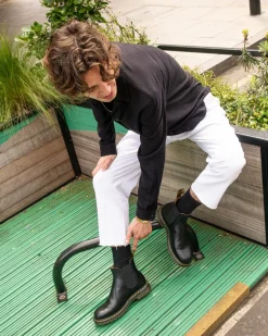 Dr. Martens Originals|Boots*2976 Yellow Stitch Smooth Leather Chelsea Boots in Black Black — Smooth Leather