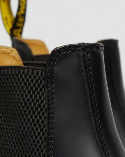 Dr. Martens Originals|Boots*2976 Yellow Stitch Smooth Leather Chelsea Boots in Black Black — Smooth Leather