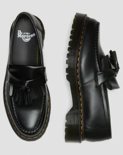 Dr. Martens Originals|Stand Tall: Platform Shoes*Adrian Bex Smooth Leather Tassel Loafers in Black Black — Smooth Leather