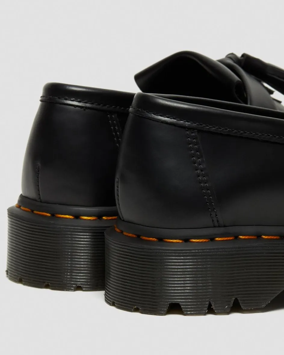 Dr. Martens Originals|Stand Tall: Platform Shoes*Adrian Bex Smooth Leather Tassel Loafers in Black Black — Smooth Leather