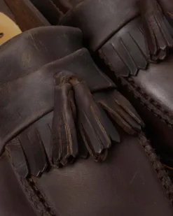 Dr. Martens Originals|Shoes*Adrian Crazy Horse Leather Tassel Loafers in Dark Brown Dark Brown — Crazy Horse
