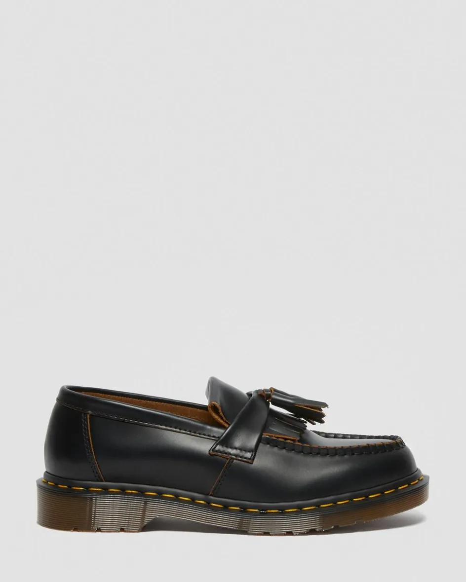 Dr. Martens Originals|Shoes*Adrian Made in England Quilon Leather Tassel Loafers in Black Black — Quilon