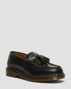 Dr. Martens Originals|Shoes*Adrian Made in England Quilon Leather Tassel Loafers in Black Black — Quilon