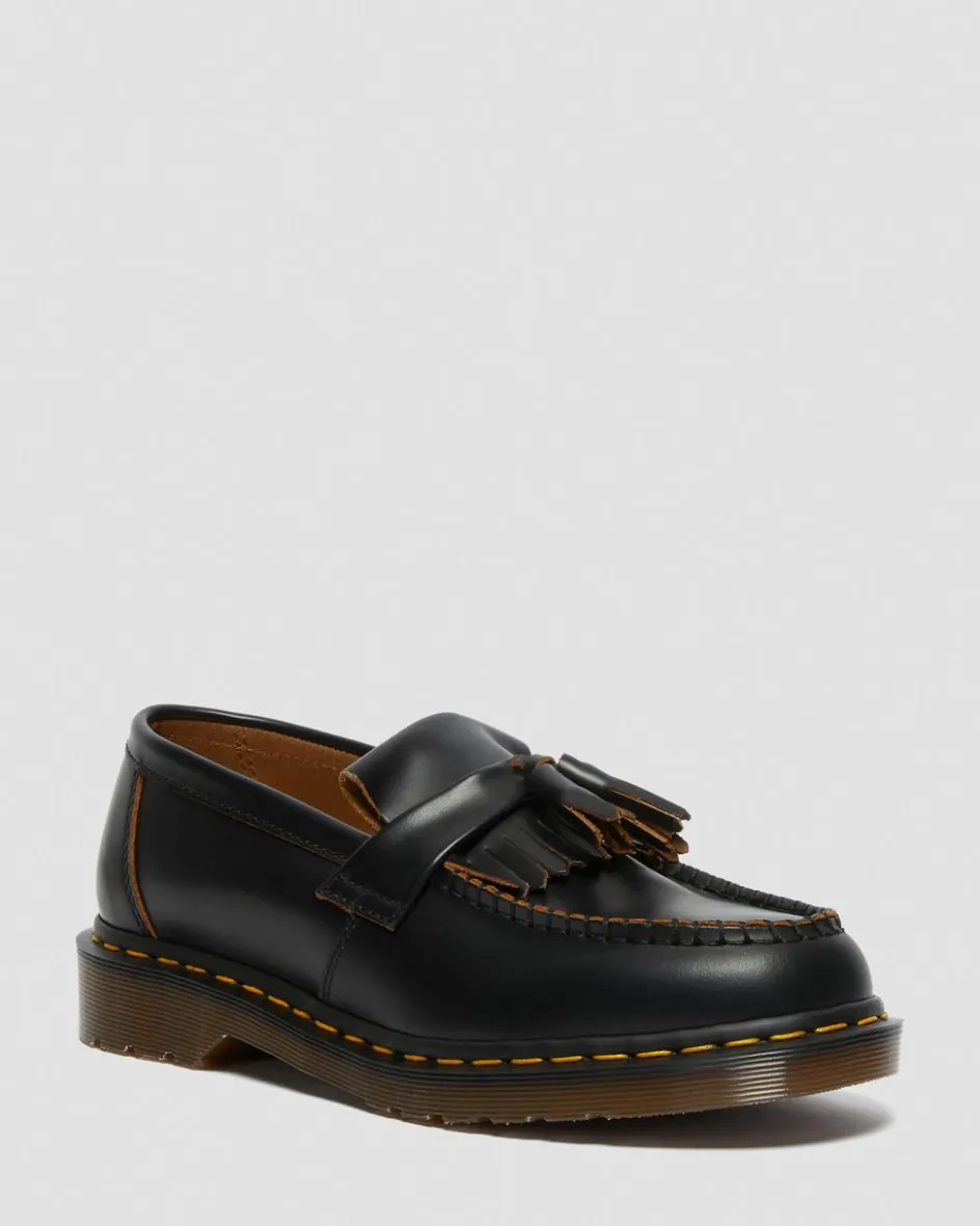 Dr. Martens Originals|Shoes*Adrian Made in England Quilon Leather Tassel Loafers in Black Black — Quilon