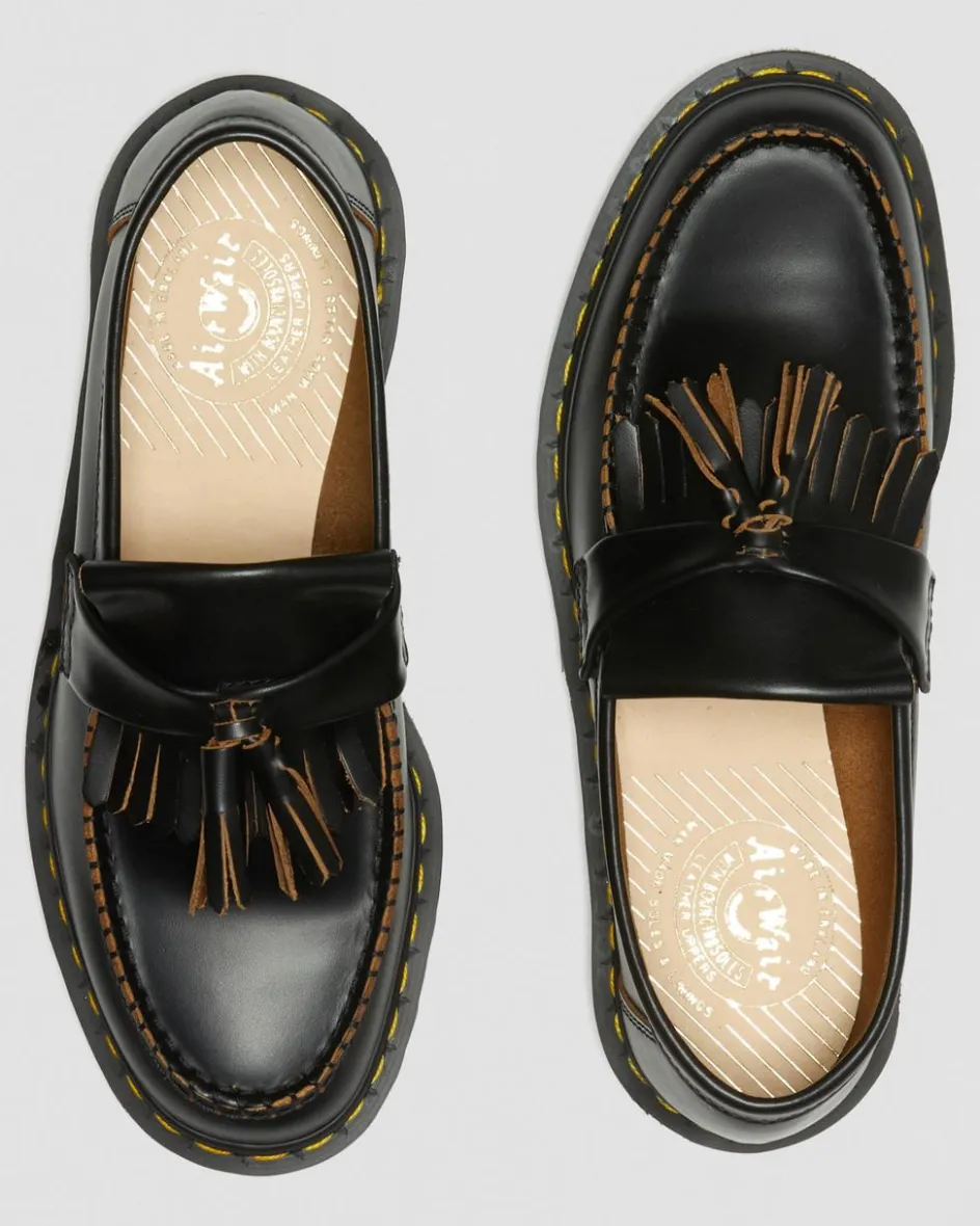 Dr. Martens Originals|Shoes*Adrian Made in England Quilon Leather Tassel Loafers in Black Black — Quilon