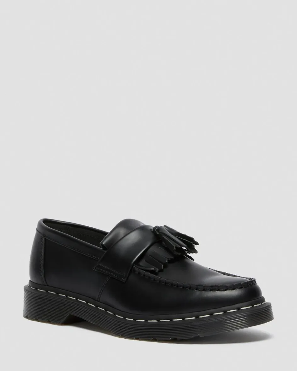 Dr. Martens Originals|Shoes*Adrian White Stitch Smooth Leather Loafers in Black Black — Smooth Leather