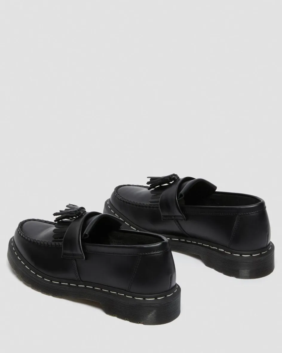 Dr. Martens Originals|Shoes*Adrian White Stitch Smooth Leather Loafers in Black Black — Smooth Leather