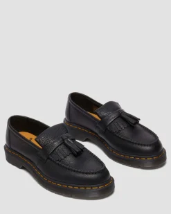 Dr. Martens Shoes|New And Featured*Adrian Yellow Stitch Ambassador Leather Loafers in Black Black — Ambassador