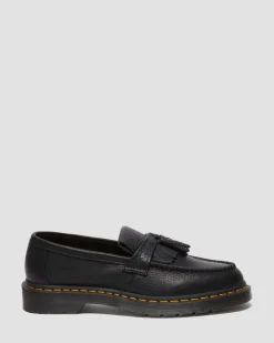 Dr. Martens Shoes|New And Featured*Adrian Yellow Stitch Ambassador Leather Loafers in Black Black — Ambassador