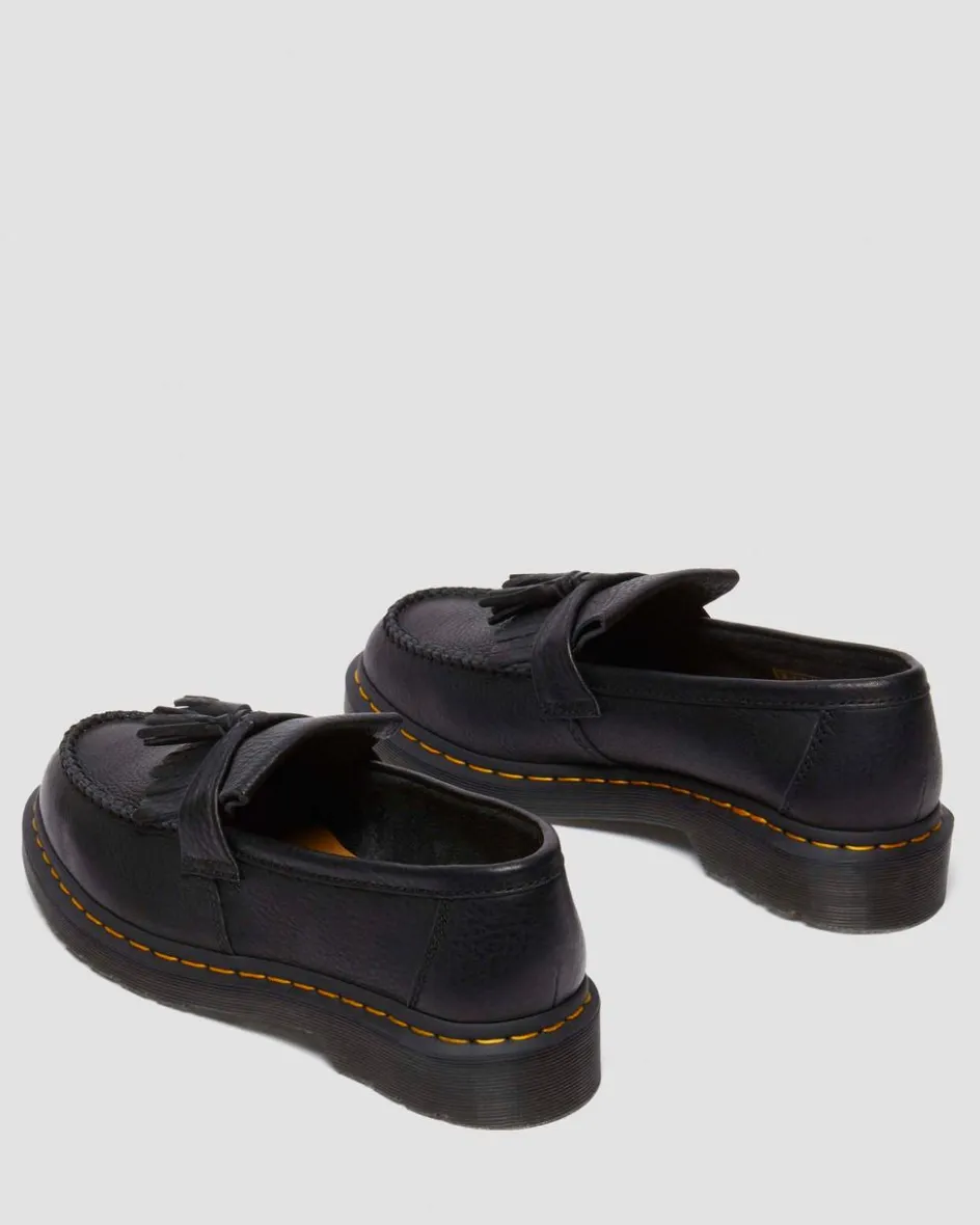 Dr. Martens Shoes|New And Featured*Adrian Yellow Stitch Ambassador Leather Loafers in Black Black — Ambassador