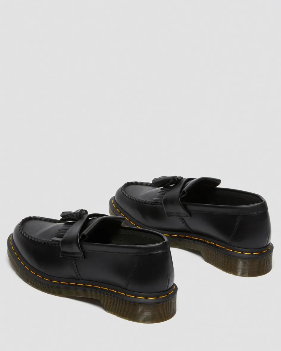 Dr. Martens Originals|Shoes*Adrian Yellow Stitch Leather Tassel Loafers in Black Black — Smooth Leather