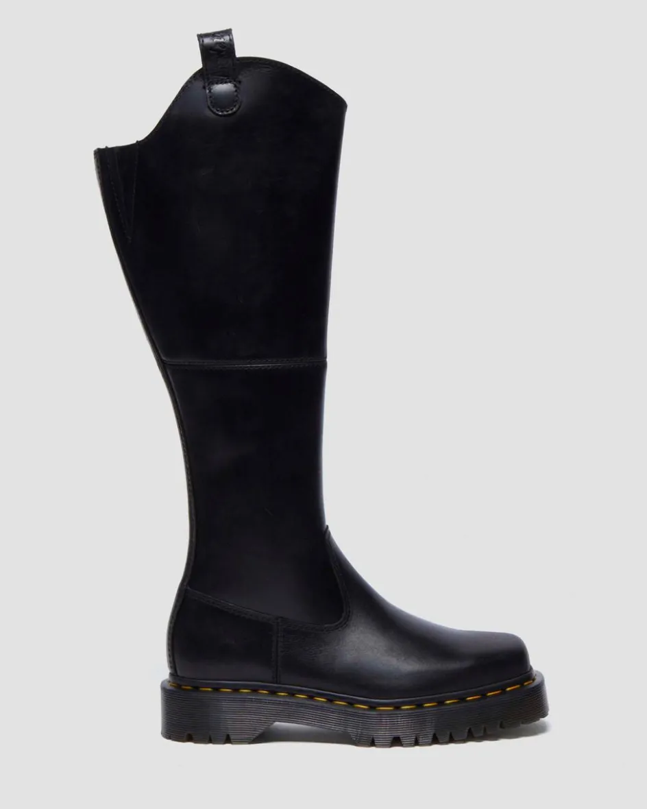 Dr. Martens Last Chance Styles*Amaayah Knee High Leather Boots in Black Black — Orleans